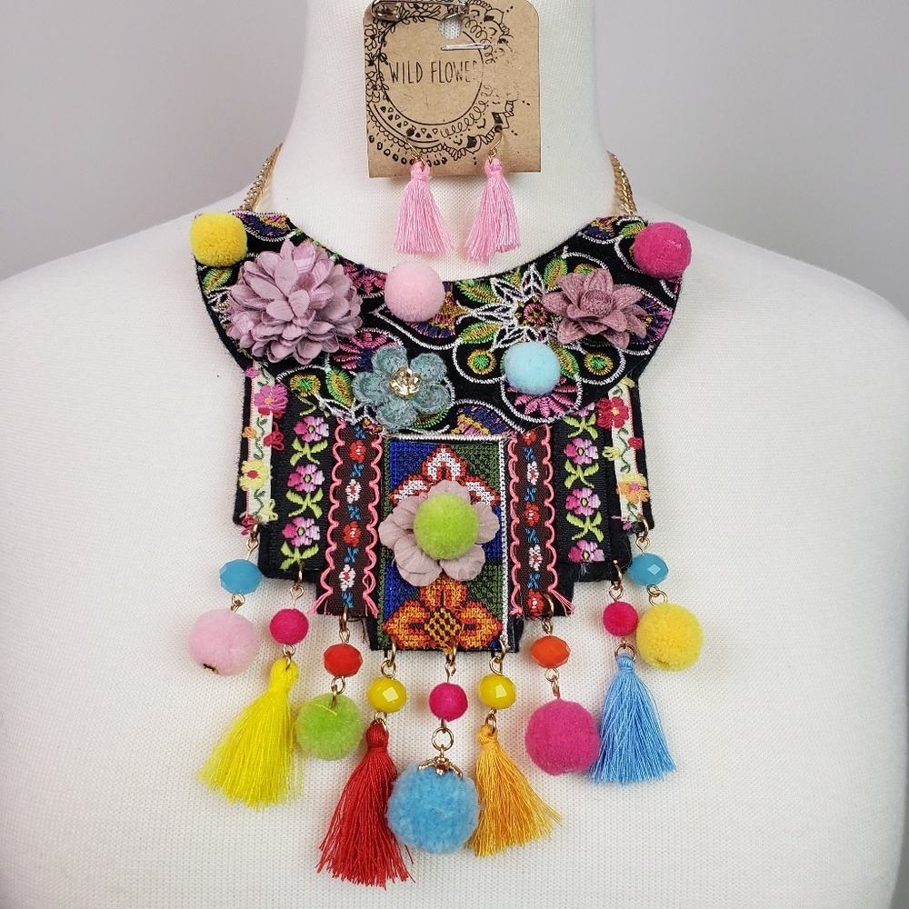 Boho Chic Statement Necklace & Tassel Earrings